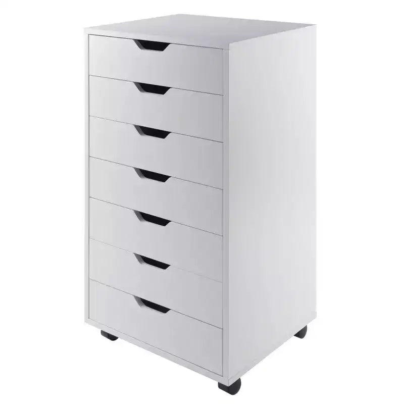 Mobiletto a 7 cassetti con rotelle, nero e bianco