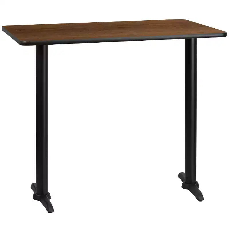 Tavolo rettangolare da bar 30" x 48" con base a T, posti a sedere per un massimo di 4 persone