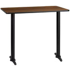 Tavolo rettangolare da bar 30" x 48" con base a T, posti a sedere per un massimo di 4 persone