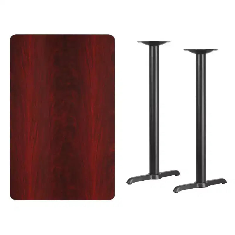 Tavolo rettangolare da bar 30" x 48" con base a T, posti a sedere per un massimo di 4 persone