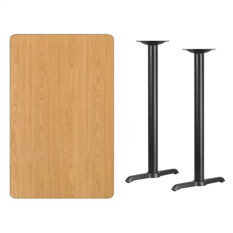 Tavolo rettangolare da bar 30" x 48" con base a T, posti a sedere per un massimo di 4 persone