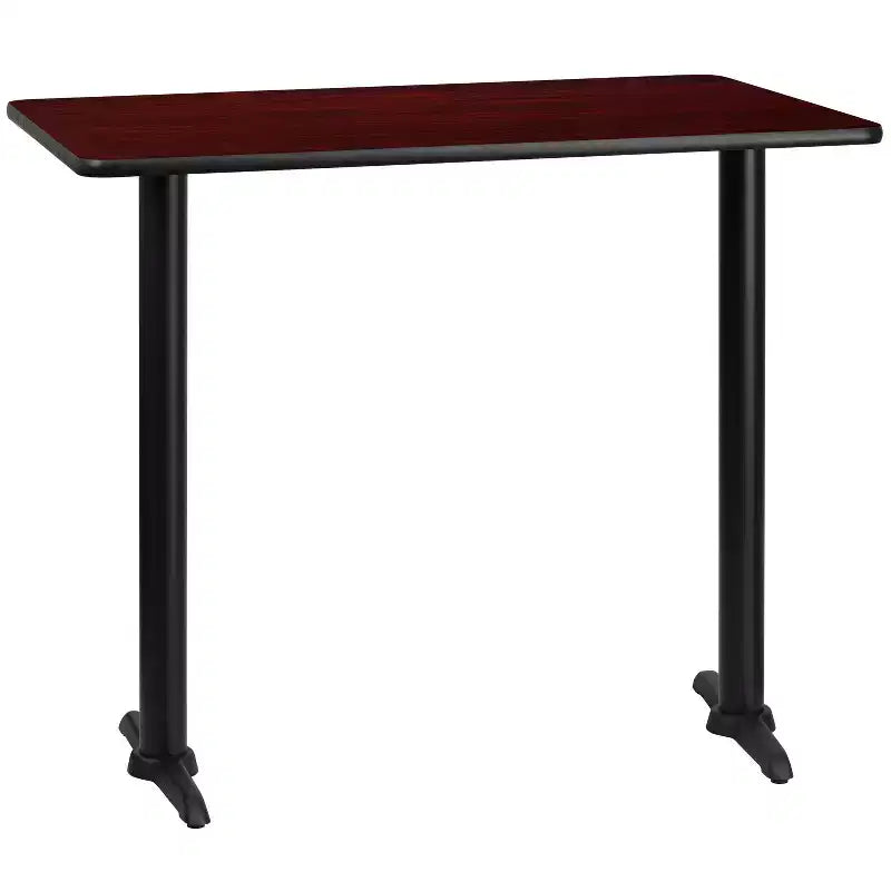 Tavolo rettangolare da bar 30" x 48" con base a T, posti a sedere per un massimo di 4 persone