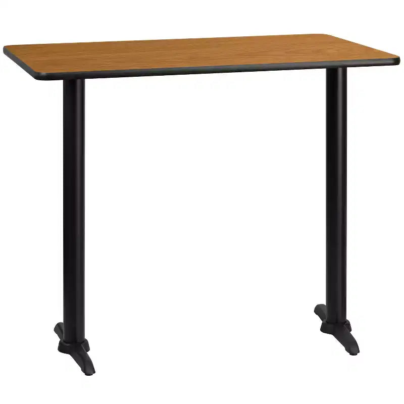 Tavolo rettangolare da bar 30" x 48" con base a T, posti a sedere per un massimo di 4 persone