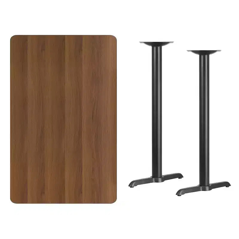 Tavolo rettangolare da bar 30" x 48" con base a T, posti a sedere per un massimo di 4 persone