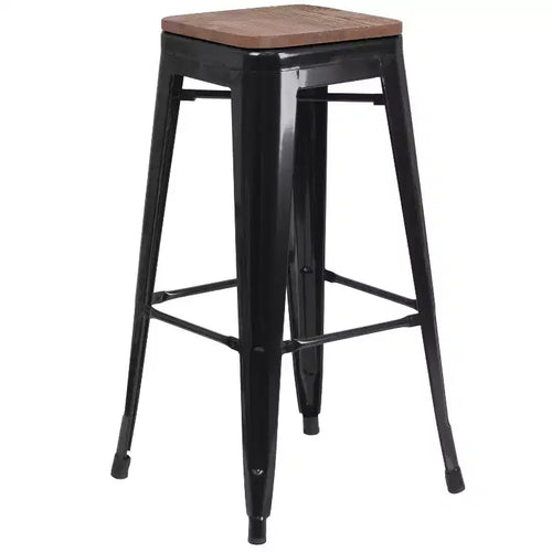 Flash Furniture 30 High Backless Metal Barstool with Square Wood Seat