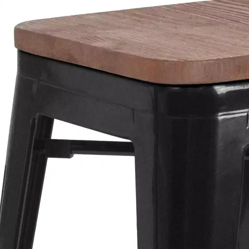 Sgabello da bar senza schienale, con seduta quadrata in legno, altezza 76 cm, 1 posto