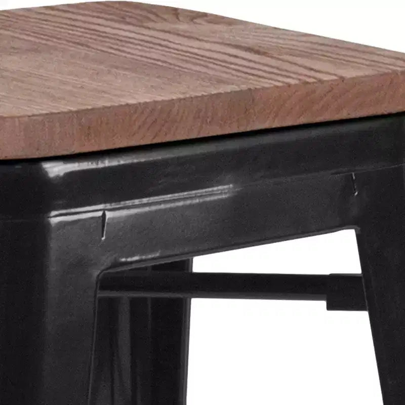 Sgabello da bar senza schienale, con seduta quadrata in legno, altezza 76 cm, 1 posto
