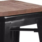 Sgabello da bar senza schienale, con seduta quadrata in legno, altezza 76 cm, 1 posto