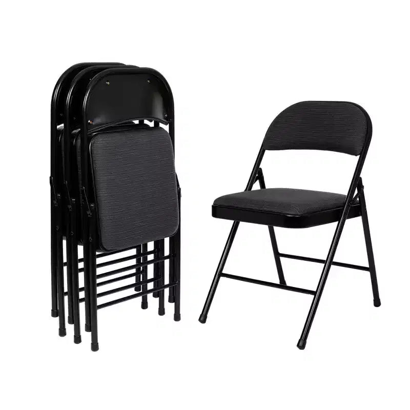 Set di 4 sedie pieghevoli imbottite in tessuto, 4 posti (nero/blu/marrone)