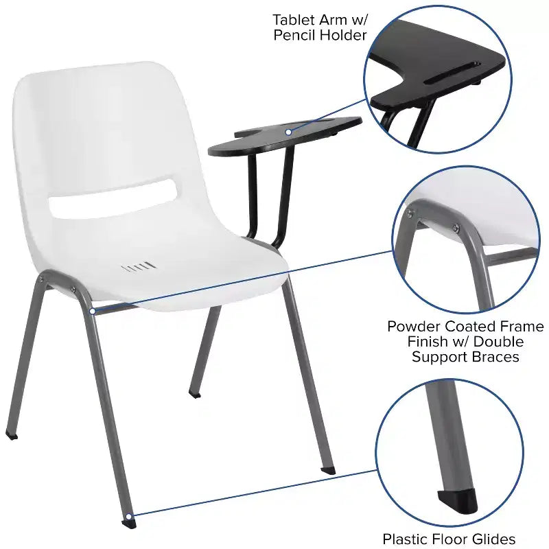Sedia con Scocca Ergonomica con Tavoletta Ribaltabile per Mancini, Monoposto