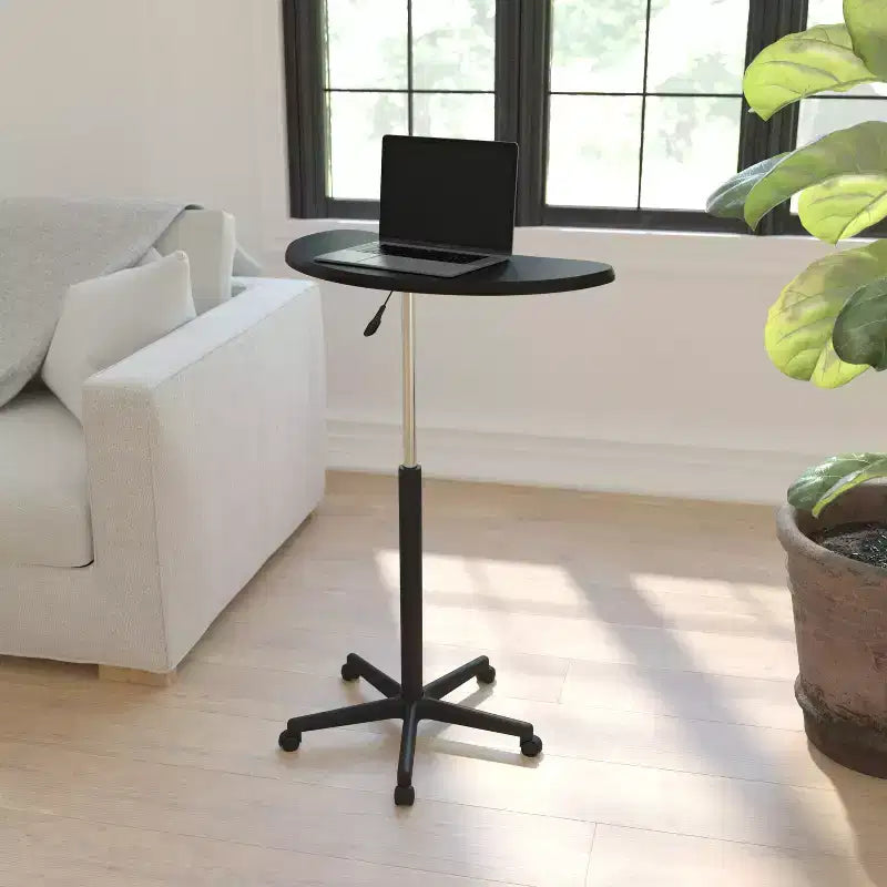 Scrivania mobile per laptop sit-to-stand noce scuro e rustico, monoposto