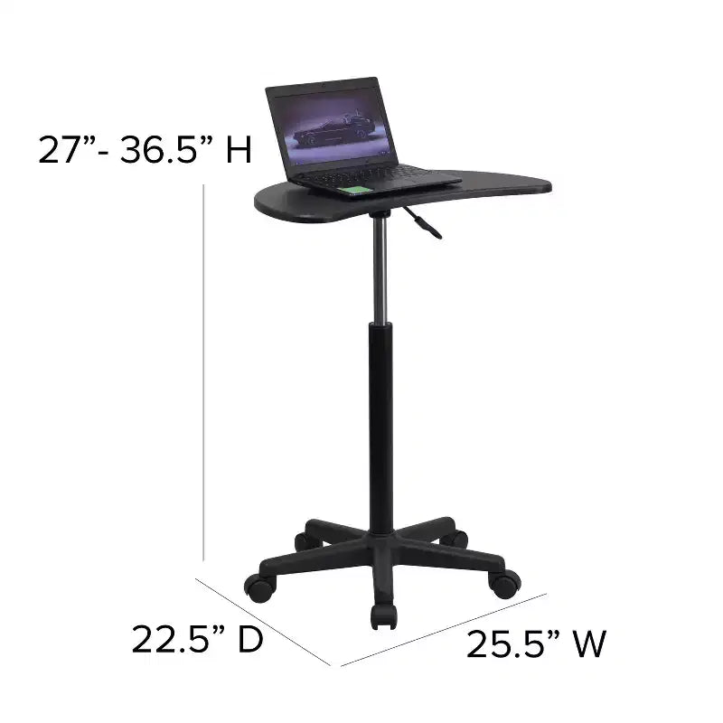Scrivania mobile per laptop sit-to-stand noce scuro e rustico, monoposto