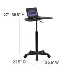 Scrivania mobile per laptop sit-to-stand noce scuro e rustico, monoposto