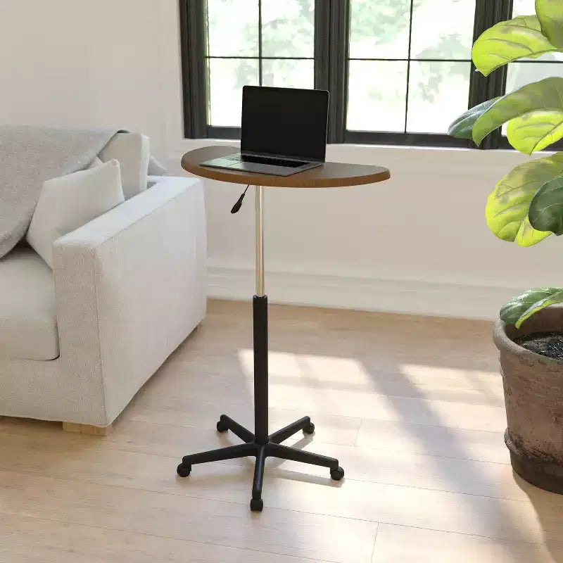 Scrivania mobile per laptop sit-to-stand noce scuro e rustico, monoposto