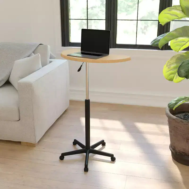 Scrivania mobile per laptop sit-to-stand noce scuro e rustico, monoposto