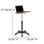Scrivania mobile per laptop sit-to-stand noce scuro e rustico, monoposto