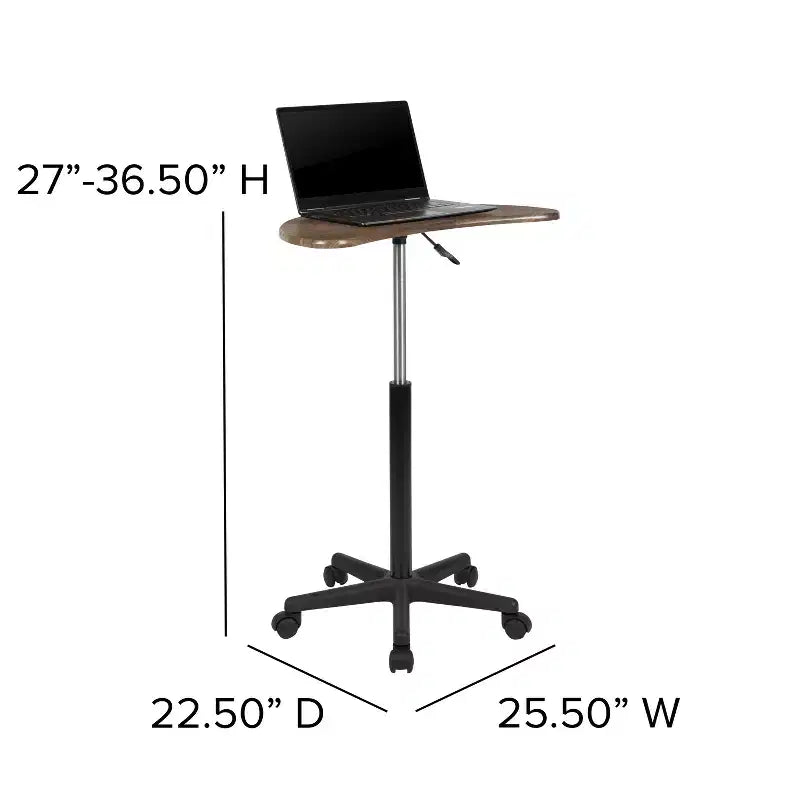 Scrivania mobile per laptop sit-to-stand noce scuro e rustico, monoposto
