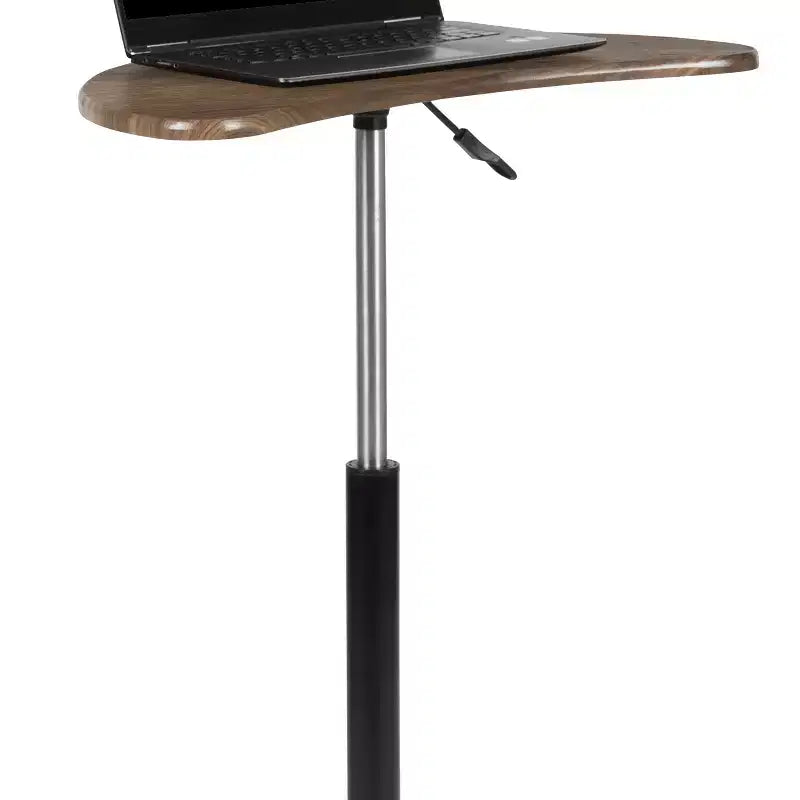 Scrivania mobile per laptop sit-to-stand noce scuro e rustico, monoposto