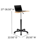 Scrivania mobile per laptop sit-to-stand noce scuro e rustico, monoposto