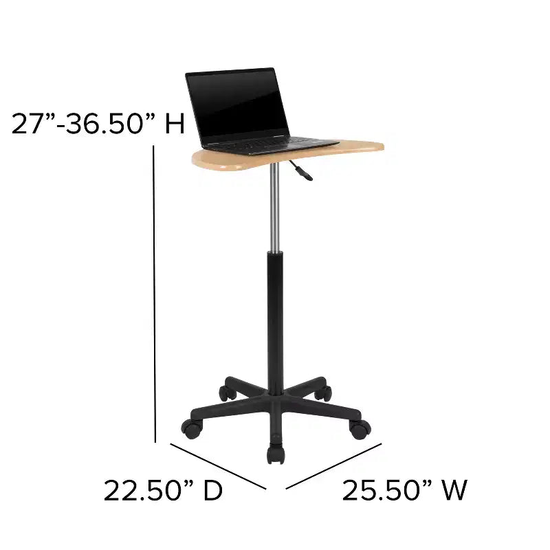 Scrivania mobile per laptop sit-to-stand noce scuro e rustico, monoposto