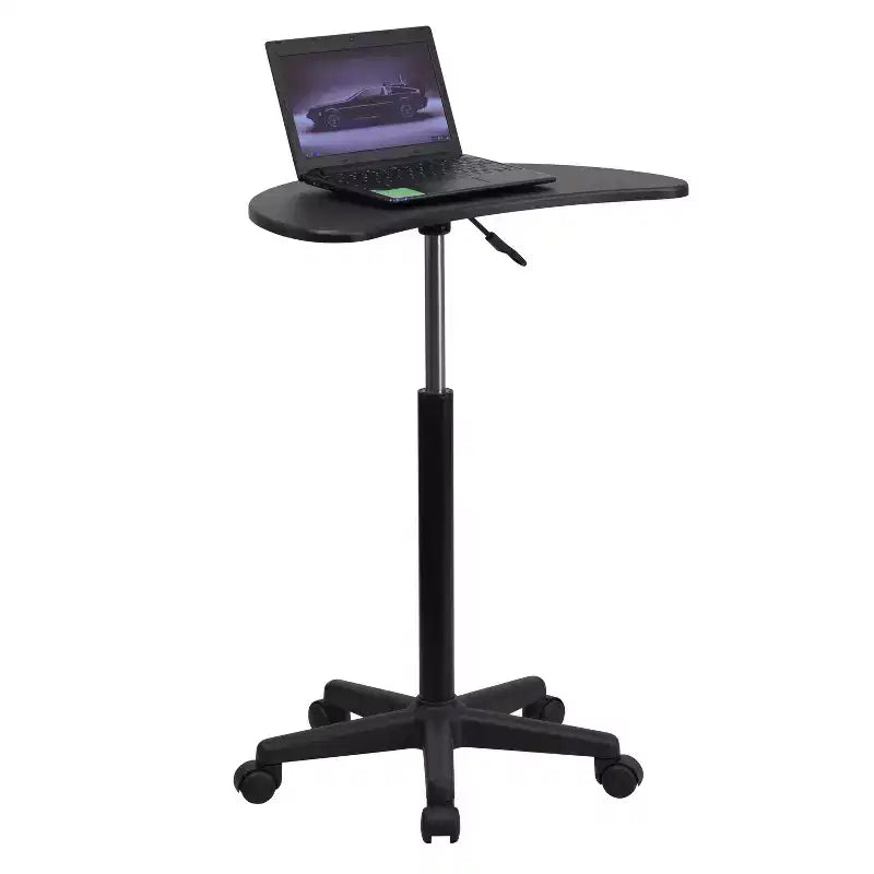 Scrivania mobile per laptop sit-to-stand noce scuro e rustico, monoposto