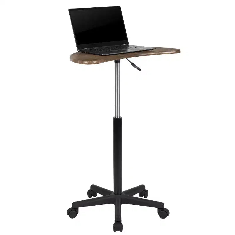 Scrivania mobile per laptop sit-to-stand noce scuro e rustico, monoposto