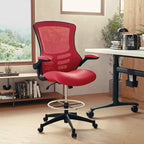 Sedia ergonomica da disegno in rete a schienale medio con poggiapiedi ad anello e braccioli ribaltabili, sedile singolo, colori assortiti