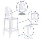 Sgabello Ghost con schienale ovale, Cristallo Trasparente, 1 posto