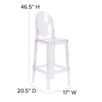 Sgabello Ghost con schienale ovale, Cristallo Trasparente, 1 posto