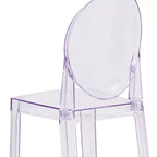 Sgabello Ghost con schienale ovale, Cristallo Trasparente, 1 posto