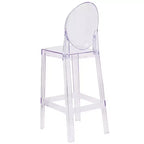 Sgabello Ghost con schienale ovale, Cristallo Trasparente, 1 posto
