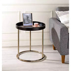 Tavolino rotondo Mid-Century Espresso/Bianco – Pezzo singolo