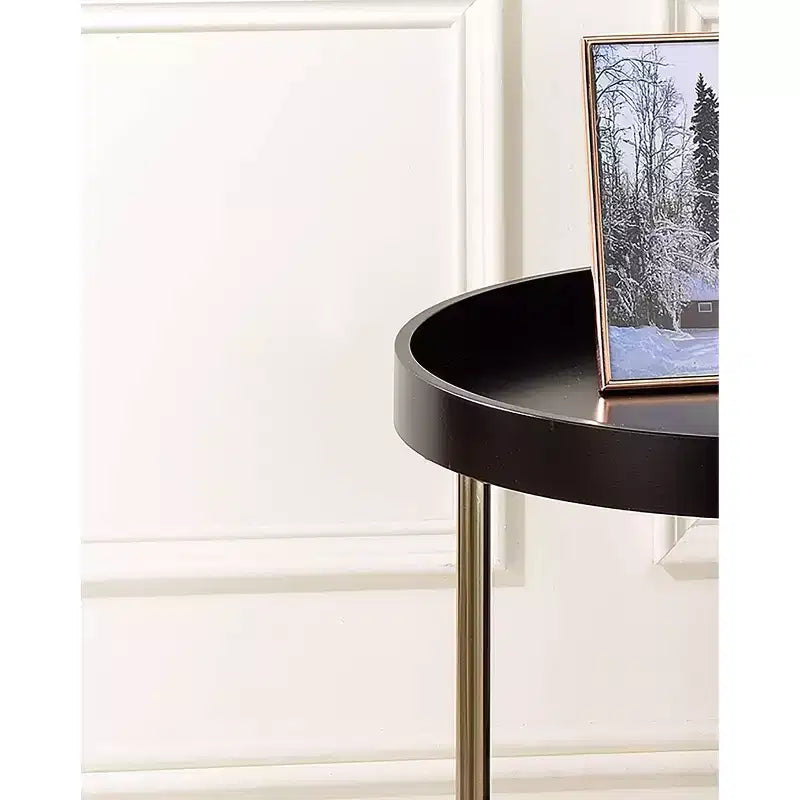 Tavolino rotondo Mid-Century Espresso/Bianco – Pezzo singolo
