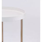 Tavolino rotondo Mid-Century Espresso/Bianco – Pezzo singolo