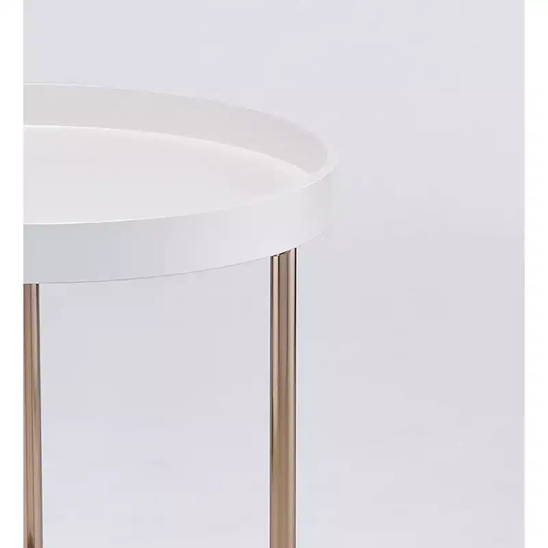 Tavolino rotondo Mid-Century Espresso/Bianco – Pezzo singolo