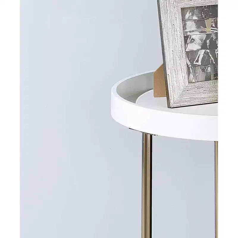 Tavolino rotondo Mid-Century Espresso/Bianco – Pezzo singolo