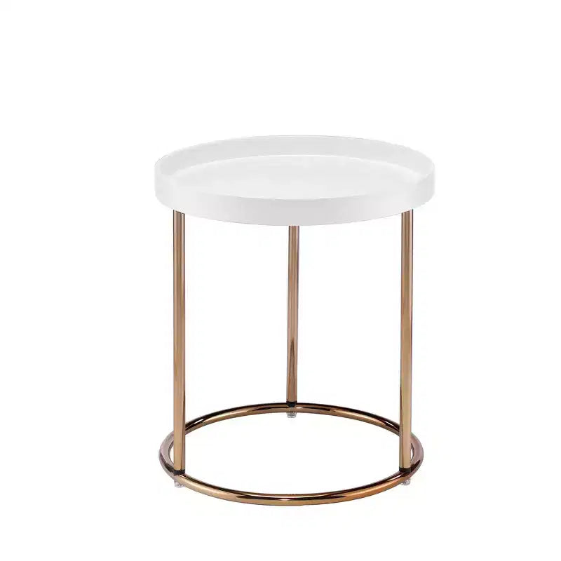 Tavolino rotondo Mid-Century Espresso/Bianco – Pezzo singolo