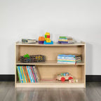 Mobile contenitore in legno a 2 sezioni con finitura naturale per bambini e adulti