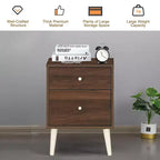 Comodino a 2 cassetti con gambe in legno di gomma, rovere/noce, 1 o 2 pezzi