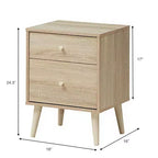 Comodino a 2 cassetti con gambe in legno di gomma, rovere/noce, 1 o 2 pezzi