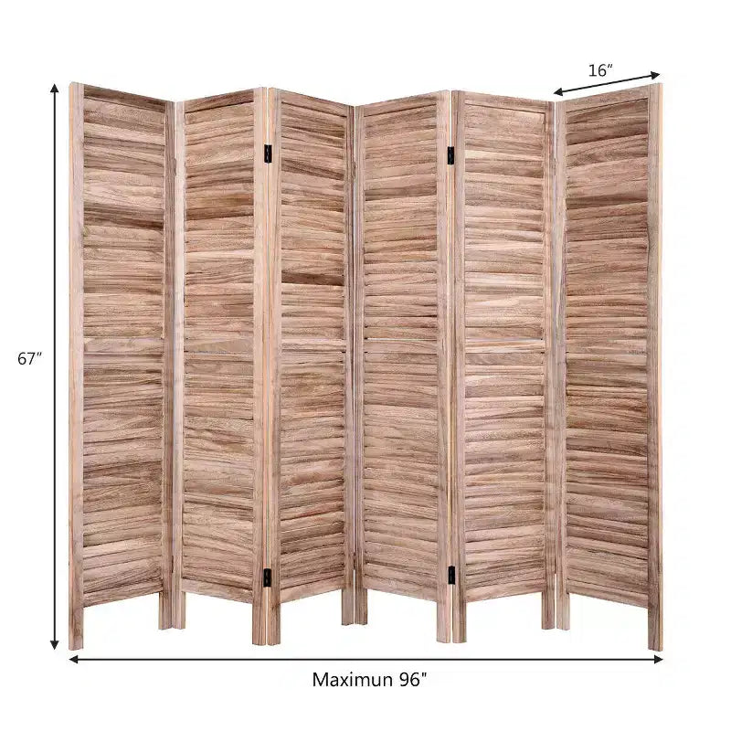 Divisorio per ambienti in legno con persiane a 6 pannelli da 67", Marrone/Bianco, per 1 Stanza